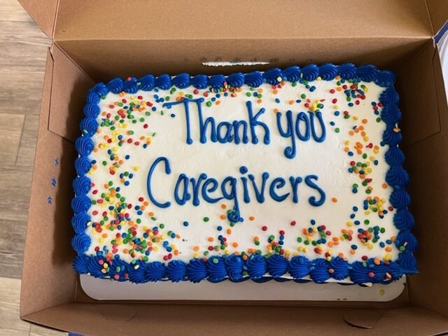 Caregivers shared a cake and received goodie bags. - East Bay and Sillicon Valley