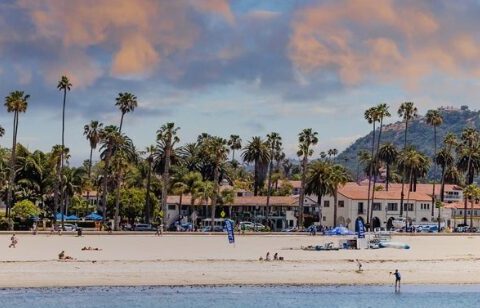Arosa home care services in Santa Barbara, California with coastal city view.